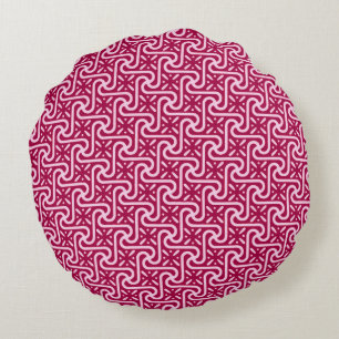 Egyptisch tegelpatroon, Bourgogne en roze Rond Kussen