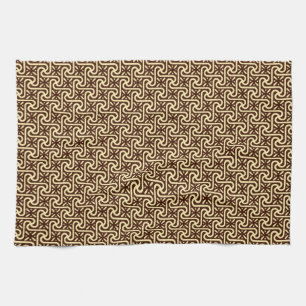 Egyptisch tegelpatroon, chocoladebruin en taupe theedoek