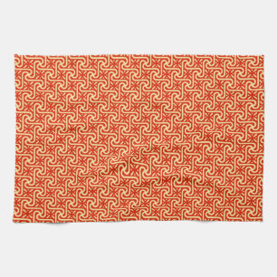 Egyptisch tegelpatroon, koraal oranje theedoek