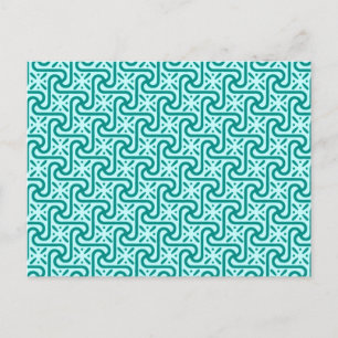 Egyptisch tegelpatroon, turquoise en aqua briefkaart