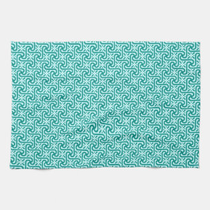 Egyptisch tegelpatroon, turquoise en aqua theedoek