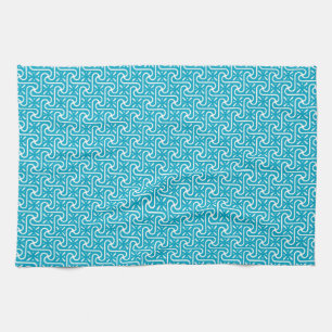 Egyptisch tegelpatroon, turquoise en wit theedoek