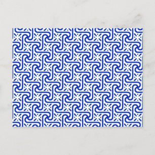 Egyptisch tegelpatroon, wit en kobalt blauw briefkaart