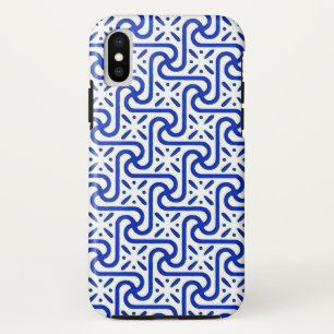 Egyptisch tegelpatroon, wit en kobalt blauw iPhone XS hoesje
