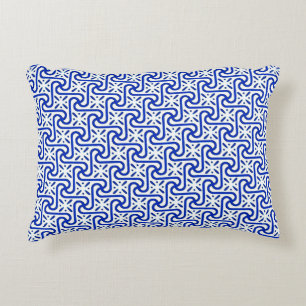 Egyptisch tegelpatroon, wit en kobalt blauw decoratief kussen