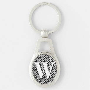 Egyptisch tegelpatroon, zwarte en witte sleutelhan sleutelhanger