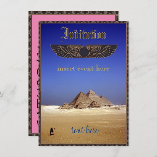 Egyptisch thema feest uitnodiging vlakke kaart (Voorkant / Achterkant)