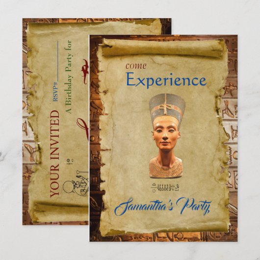 Egyptisch thema feest uitnodiging vlakke kaart (Voorkant / Achterkant)