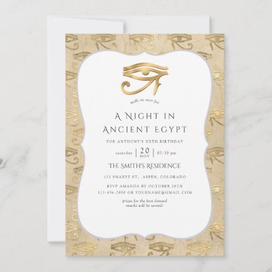 Egyptisch themafeest met gouden folie kaart (Voorkant)