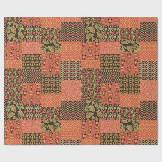 Egyptisch tribaal Faux Patchwork-pakpapier Cadeaupapier (Vlak)