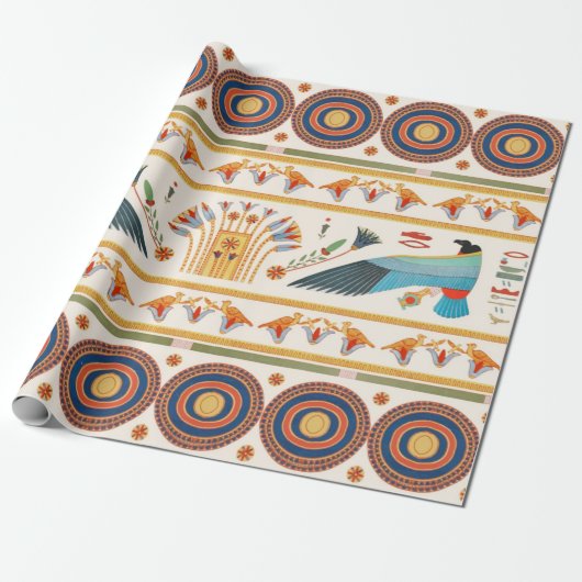 Egyptisch vogelnaadloos patroon Cadeaupapier (Uitgerold)