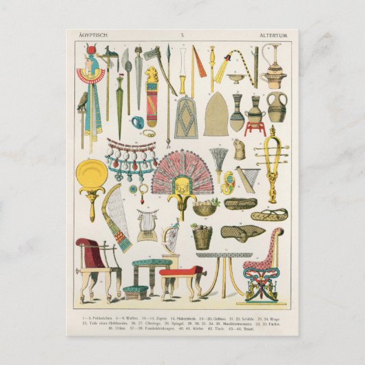 Egyptische Accessoires uit 'Trachten der Voelker' Briefkaart (Voorkant)