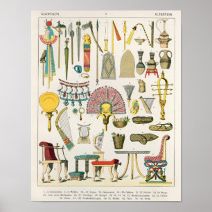 Egyptische Accessoires uit 'Trachten der Voelker' Poster