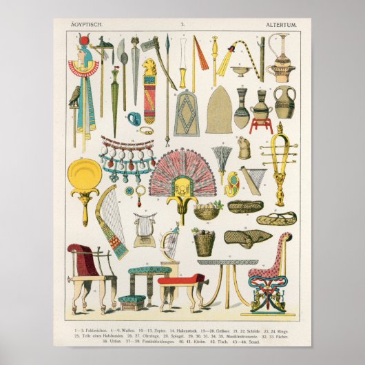 Egyptische Accessoires uit 'Trachten der Voelker' Poster (Voorkant)