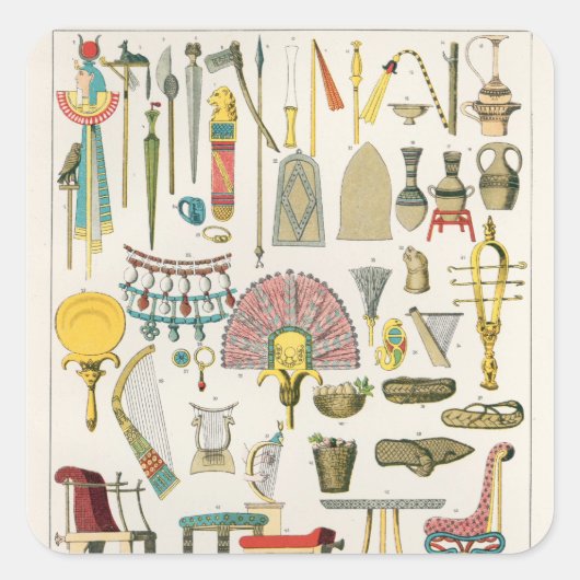 Egyptische Accessoires uit 'Trachten der Voelker' Vierkante Sticker (Voorkant)