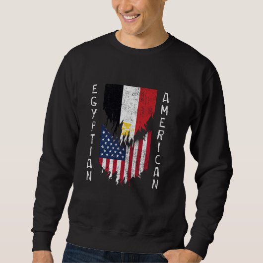 Egyptische Amerikaanse vlaggen scheurden Egypte Trui (Voorkant)