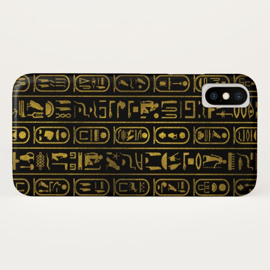 Egyptische ancient Gold-hiërogliefen op zwart Case-Mate iPhone Case (Achterkant (horizontaal))