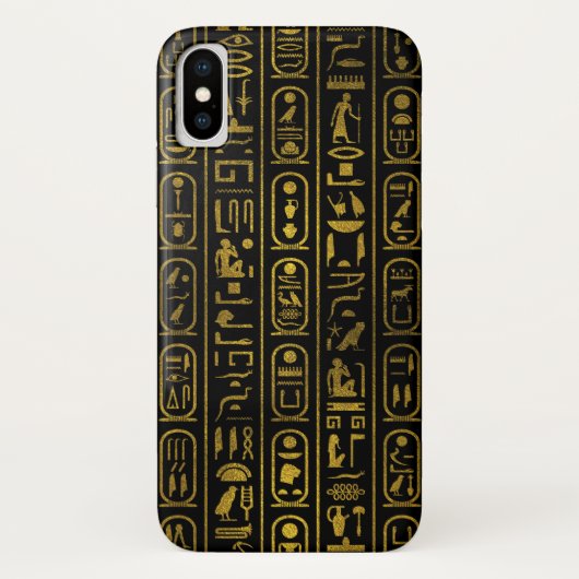 Egyptische ancient Gold-hiërogliefen op zwart Case-Mate iPhone Case (Achterkant)