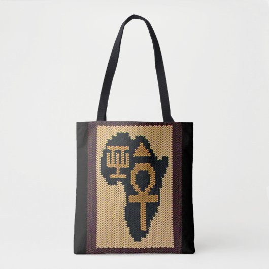 Egyptische Ankh Afrika Adinkra Artisan haakwerk Pr Tote Bag (Voorkant)