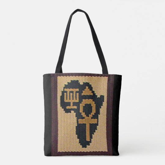 Egyptische Ankh Afrika Adinkra Artisan haakwerk Pr Tote Bag (Achterkant)