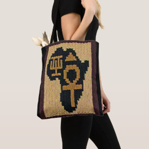 Egyptische Ankh Afrika Adinkra Artisan haakwerk Pr Tote Bag