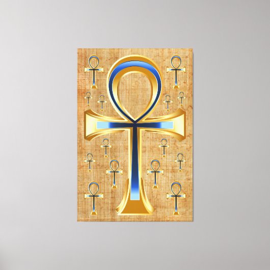 Egyptische Ankh - Gold en Blue Design Canvas Afdruk (Voorkant)