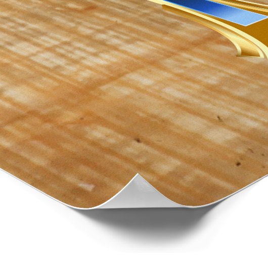 Egyptische Ankh - Gold en Blue Design Poster (Hoek)