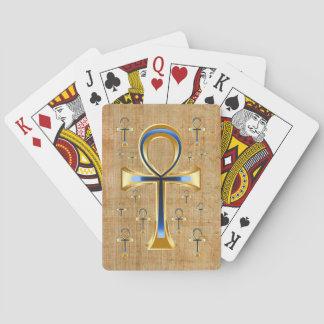 Egyptische Ankh - Goud en Blauwe Ontwerp Pokerkaarten