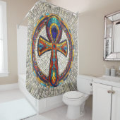 Egyptische Ankh Kruis - Mozaïek Kunst Douchegordijn (In situ)