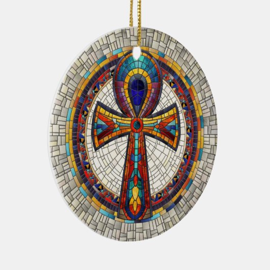 Egyptische Ankh Kruis - Mozaïek Kunst Keramisch Ornament (Rechts)