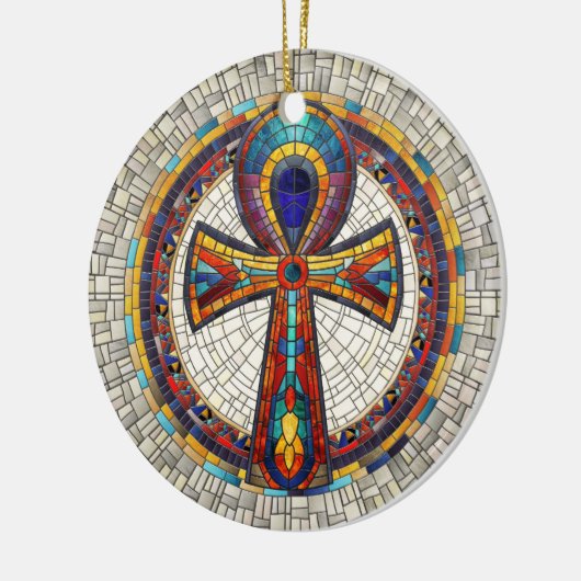 Egyptische Ankh Kruis - Mozaïek Kunst Keramisch Ornament (Links)