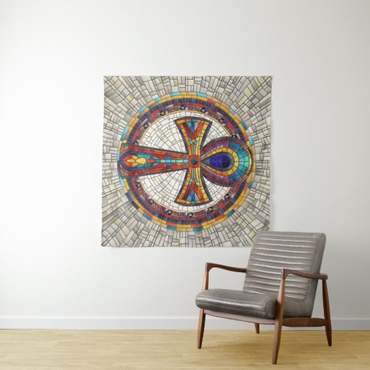 Egyptische Ankh Kruis - Mozaïek Kunst Wandkleed (In Situ (horizontaal))