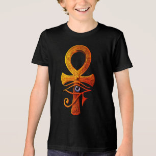 Egyptische Ankh Oog van Horus Oud Symbool Bescherm Tri-Blend Shirt