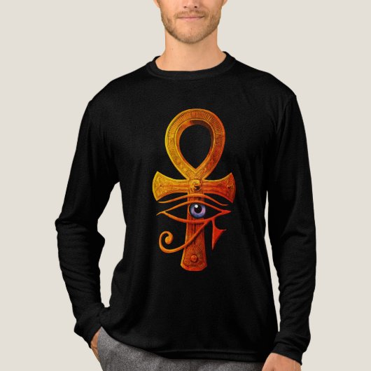 Egyptische Ankh Oog van Horus Oude Symbool Bescher Tri-Blend Shirt (Voorkant volledig)