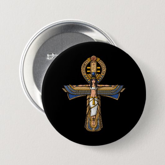 Egyptische Ankh Ronde Button 7,6 Cm (Voorkant /achterkant)