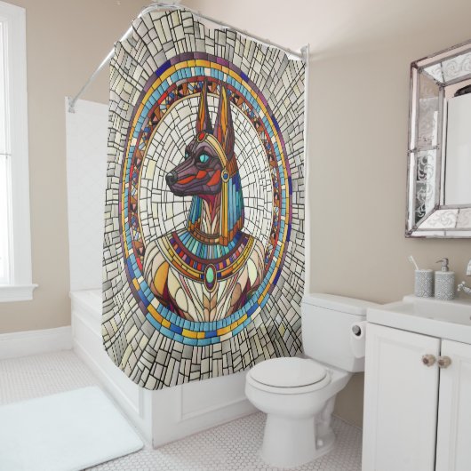 Egyptische Anubis - Mozaïek kunst Douchegordijn (In situ)