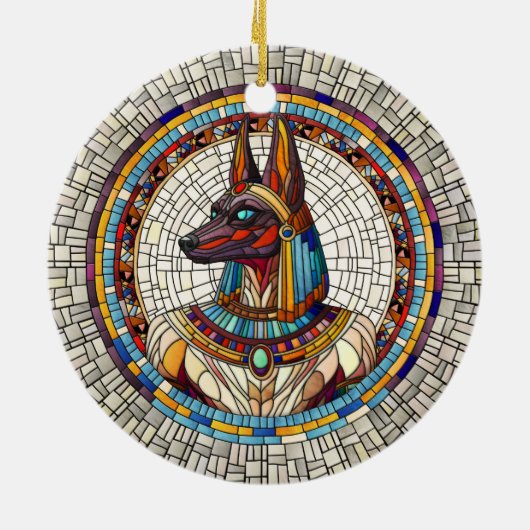 Egyptische Anubis - Mozaïek kunst Keramisch Ornament (Achterkant)