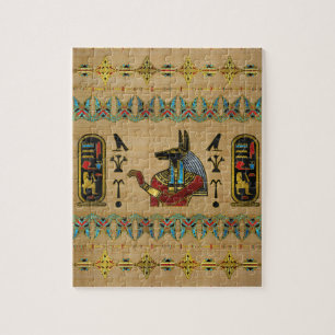 Egyptische Anubis Ornament op papyrus Legpuzzel