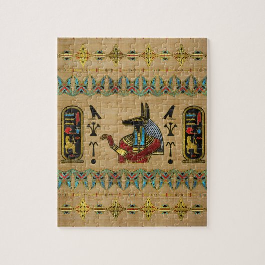 Egyptische Anubis Ornament op papyrus Legpuzzel (Verticaal)