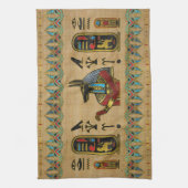Egyptische Anubis Ornament op papyrus Theedoek (Verticaal)
