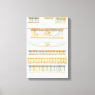  Egyptische architectuur met gekleurde lijnkunst Canvas Afdruk