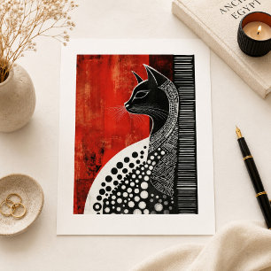 Egyptische Bastet Zwarte Kat Kunst Vintage Gotisch Briefkaart