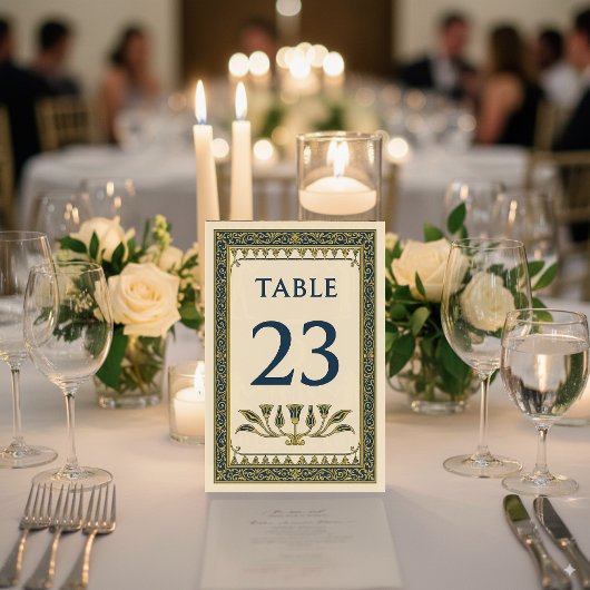 Egyptische Bloem- en Bladrand – Bewerkbaar Kaart