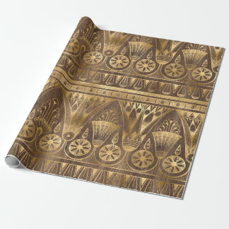 Egyptische Bloemen en Geometrisch Goudpatroon Cadeaupapier