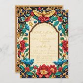 Egyptische Bloemenbruiloft uitnodiging (Voorkant / Achterkant)