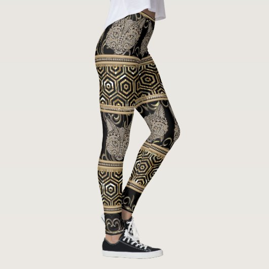 Egyptische Boheemse StammenKat & Gouden design Leggings (Rechts)