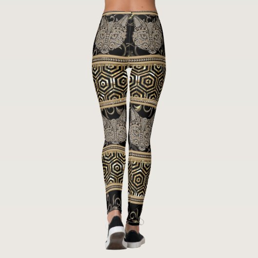 Egyptische Boheemse StammenKat & Gouden design Leggings (Achterkant)