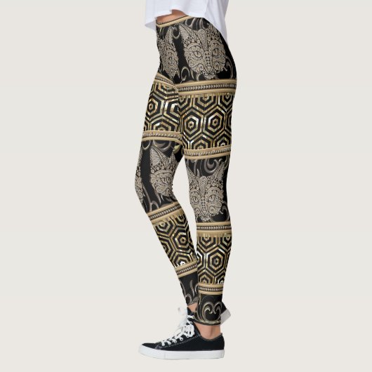 Egyptische Boheemse StammenKat & Gouden design Leggings (Links)
