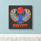 Egyptische carab met het woord Egypte Canvas Afdruk (Insitu (Houten vloer))
