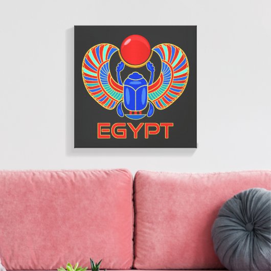 Egyptische carab met het woord Egypte Canvas Afdruk (Insitu (Woonkamer))